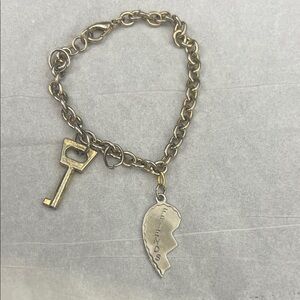 Vintage-Inspired Gold Tone Friends Key Charm Bracelet